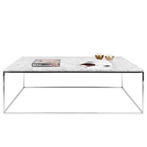 Salontafel Gleam I marmer/metaal - Wit/chroomkleurig - Breedte: 120 cm