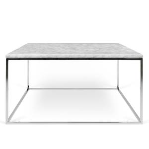 Table basse Gleam I Marbre / Métal - Blanc / Chrome - Largeur : 75 cm