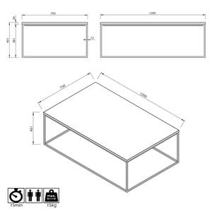 Marmor-Couchtisch Gleam Teilmontiert Marmor / Metall - Schwarz - Breite: 120 cm