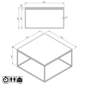 Salontafel Gleam I marmer/metaal - Wit/zwart - Breedte: 75 cm