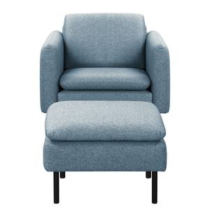 Sessel La Motte Webstoff - Webstoff Sogol: Jeansblau - Mit Hocker