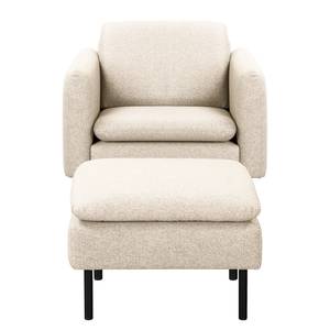 Fauteuil La Motte geweven stof - Geweven stof Sogol: Grind - Met hocker