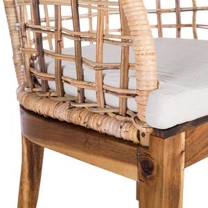 Sedia con braccioli Le Puy Tessuto / Rattan e legno massello di Suar - Bianco / Rattan crema e Suar