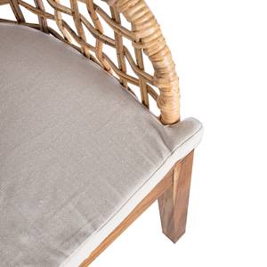 Sedia con braccioli Le Puy Tessuto / Rattan e legno massello di Suar - Bianco / Rattan crema e Suar
