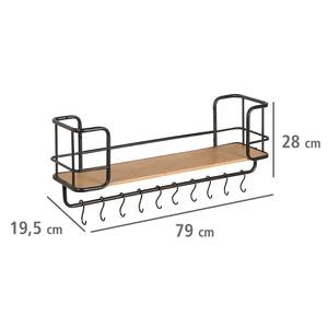 Étagère murale Loft II Acier inoxydable / Bambou massif - Noir / Bambou