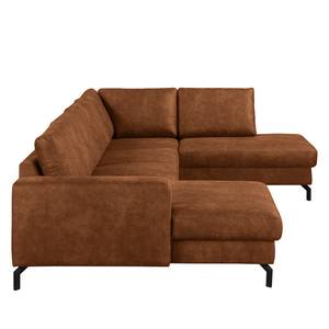 Wohnlandschaft Le Vivier Antikleder - Cognac - Longchair davorstehend links / Ottomane rechts