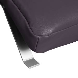 Ligfauteuil Kasson echt leer - Leer Domna: Aubergine - Zilver