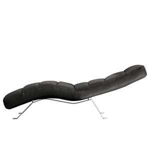 Chaise relax Kasson Cuir véritable - Cuir Nadra: Noir - Argenté