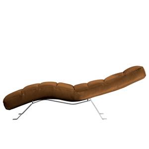 Ligfauteuil Kasson echt leer - Leer Arelia: Cognac - Zilver