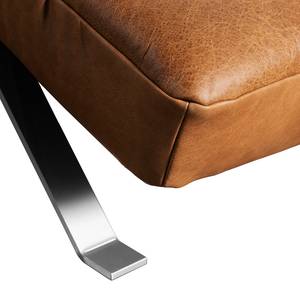 Ligfauteuil Kasson echt leer - Leer Arelia: Cognac - Zilver