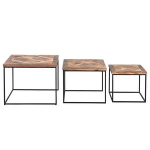 Tables gigognes Le Meux II (lot de 3) Bois recyclé massif / Métal - Marron / Noir