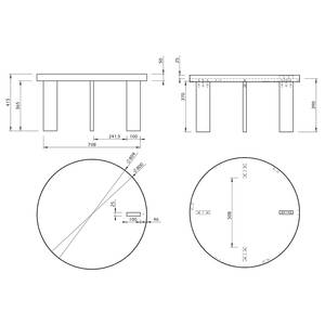 Salontafel Bruno fineer van echt hout/metaal - zwart eikenhout/zwart