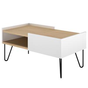 Table basse Nina Placage en bois véritable / Métal - Chêne / Blanc