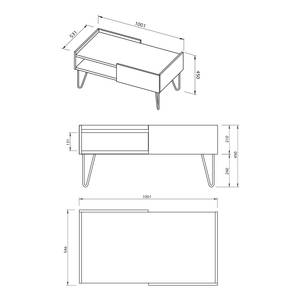 Table basse Nina Placage en bois véritable / Métal - Chêne / Blanc
