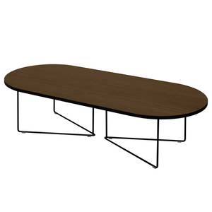 Couchtisch Oval Echtholzfurnier / Metall - Walnuss