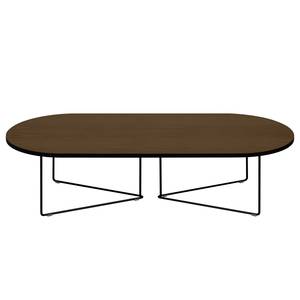 Couchtisch Oval Echtholzfurnier / Metall - Walnuss