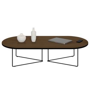 Table basse Oval Placage en bois véritable / Métal - Placage noyer véritable