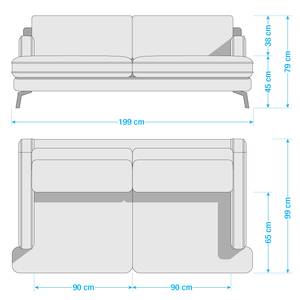 Sofa Vieux Bourg (3-Sitzer) Webstoff - Flachgewebe Nona: Blau