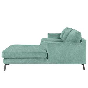 Ecksofa Vieux Bourg Webstoff - Flachgewebe Nona: Blau - Longchair davorstehend rechts