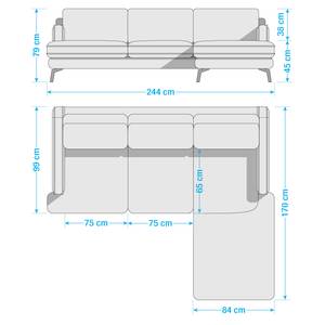 Ecksofa Vieux Bourg Webstoff - Flachgewebe Nona: Hellgrau - Longchair davorstehend rechts