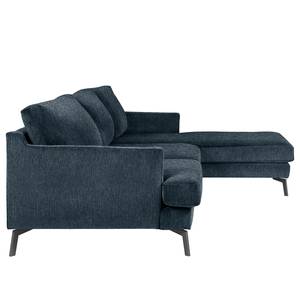 Ecksofa Vieux Bourg Webstoff - Flachgewebe Nona: Dunkelblau - Longchair davorstehend rechts