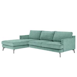 Ecksofa Vieux Bourg Webstoff - Flachgewebe Nona: Blau - Longchair davorstehend links