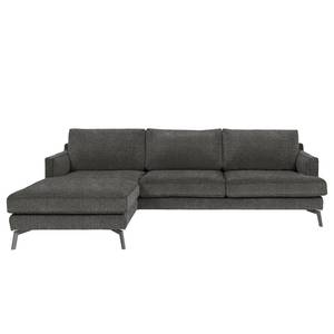 Ecksofa Vieux Bourg Webstoff - Flachgewebe Nona: Anthrazit - Longchair davorstehend links