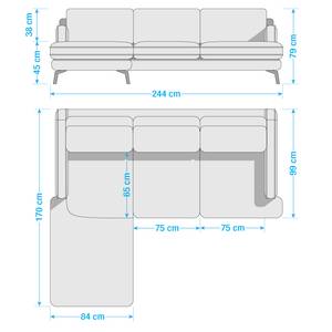 Ecksofa Vieux Bourg Webstoff - Flachgewebe Nona: Grün - Longchair davorstehend links