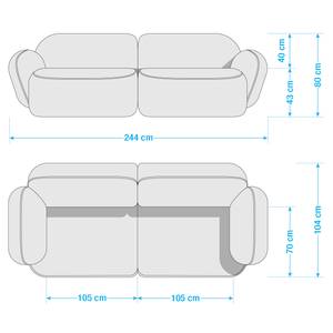 Sofa Vieux Colpo (3-Sitzer) Microfaser - Microfaser Alana: Dunkelgrau