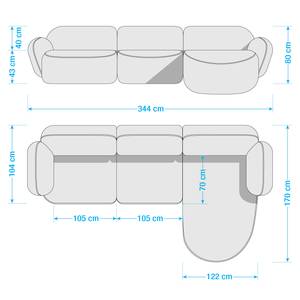 Ecksofa Vieux Colpo Microfaser - Microfaser Alana: Dunkelgrau - Breite: 344 cm - Longchair davorstehend rechts