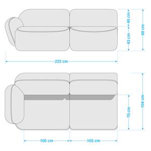Sofa Vieux Colpo (2-Sitzer) Microfaser - Microfaser Alana: Dunkelgrau - Armlehne davorstehend links