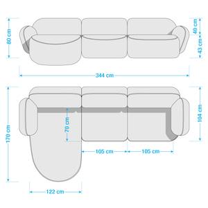 Canapé d’angle Vieux Colpo Tissage à plat - Tissu Meave: Mauve - Largeur : 344 cm - Méridienne courte à gauche (vue de face)
