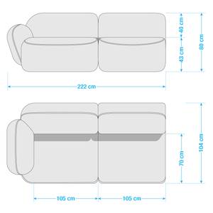 Sofa Vieux Colpo (2-Sitzer) Microfaser - Microfaser Alana: Creme - Armlehne davorstehend links