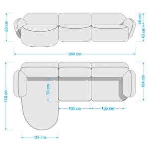 Ecksofa Vieux Colpo Microfaser - Microfaser Alana: Creme - Breite: 344 cm - Longchair davorstehend links