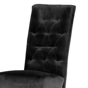 Chaise capitonnée Selda III Velours / Hêtre massif - Noir