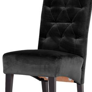 Chaise capitonnée Selda III Velours / Hêtre massif - Noir