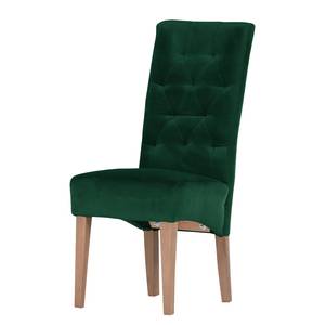 Chaise capitonnée Selda II Velours / Hêtre massif - Vert foncé