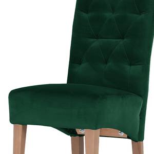 Chaise capitonnée Selda II Velours / Hêtre massif - Vert foncé