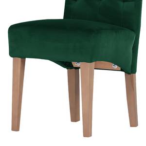 Chaise capitonnée Selda II Velours / Hêtre massif - Vert foncé