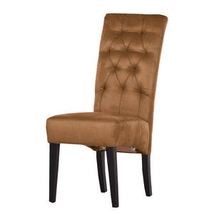 Gestoffeerde stoel Selda microvezel/massief beukenhout - Cognackleurig