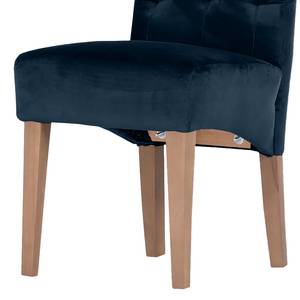 Gestoffeerde stoel Selda II fluweel/massief beukenhout - Donkerblauw