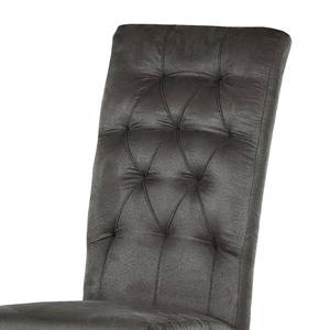 Chaise capitonnée Selda Microfibre / Hêtre massif - Gris foncé