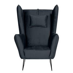 Fauteuil Caleta geweven stof - Velours Onoli: Donkerblauw - Zonder hocker