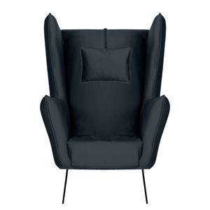 Fauteuil Caleta geweven stof - Velours Onoli: Donkerblauw - Zonder hocker