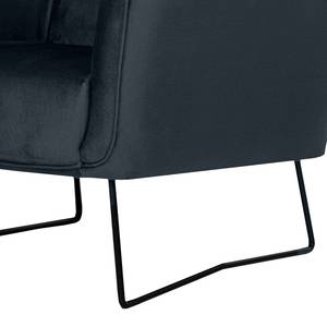 Fauteuil Caleta geweven stof - Velours Onoli: Donkerblauw - Zonder hocker