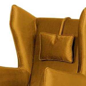 Fauteuil Caleta geweven stof - Velours Onoli: Goud - Zonder hocker