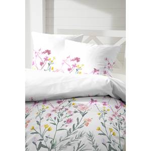 Bettwäsche Blütenmeer Baumwolle - Weiß - 135 x 200 cm + Kissen 80 x 80 cm
