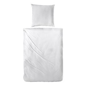 Parure de lit Petits points Coton - Blanc / Gris - 155 x 220 cm + oreiller 80 x 80 cm