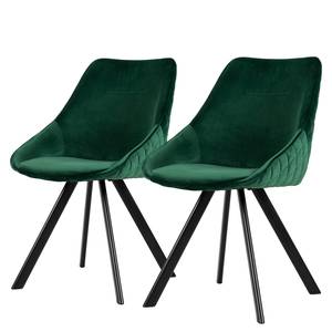 Gestoffeerde stoel Ritz (set van 2) fluweel/metaal - Donkergroen