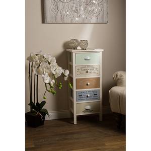 Commode Le Merlan Paulownia massif - Blanc / Multicolore - Hauteur : 86 cm